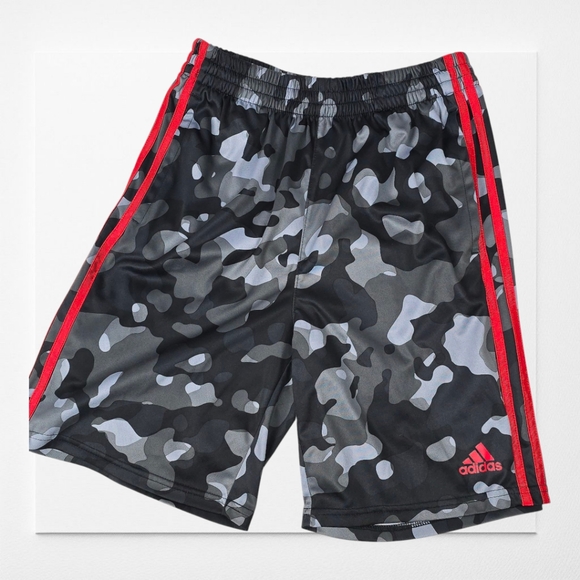 adidas Other - Adidas Black Camo With Red Stripes Boys Youth Shorts